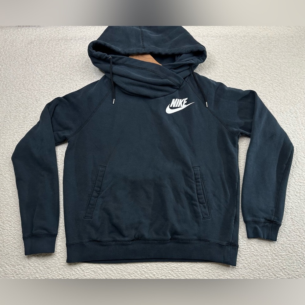 Nike Sportswear High Neck Long Sleeve Hoodie Black Women’s Size Medium